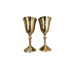 Cáliz Vintage de Latón Dorado Hecho a Mano, Copa Medieval Renacentista, Regalos para Aniversario de Bodas, Artículos de Bebida Ceremoniales Novedosos - Product Image 1