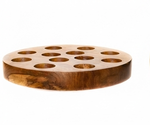 Élégant support rond en bois pour verres, organisateur d'ustensiles de cuisine rustique fait main - Product Image 4