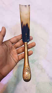 Ox <b>Shoe</b> Horn 34 cm Long <b>Polished</b> Nickel Brass Handle SANIYA HANDICRAFT Good Quality Animal Style for Businessmen Wearing <b>Shoes</b> - Product Image 5