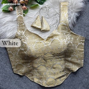 Blouse sans manches de style corset, de qualité supérieure, en tissu King Khab Banarasi, avec un motif de tissage Zari et une finition en tricot, exportateur indien - Product Image 1