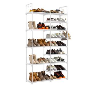Scarpiera Bianca 85.7*29.8*158cm in Tessuto Non Tessuto con Tubi in Ferro e Pad in PP, Doppia Fila, 9 Ripiani, Antipolvere, 2 Maniglie per la Conservazione delle Scarpe - Product Image 3