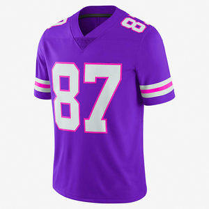 Maillot de football américain personnalisé pour adultes, col en V, 100 % polyester respirant, sublimation intégrale, nom et numéro d'équipe - Product Image 1