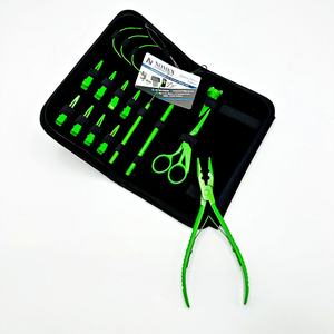 Kit d'outils pour extensions de cheveux pour étudiants, pinces de sectionnement des cheveux en acier inoxydable avec revêtement en poudre verte, outil à boucle et à crochet - Product Image 4