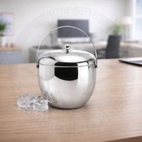 Seau à glace de luxe en acier inoxydable durable, capacité 5L, motif floral élégant, logo en relief, refroidisseur de boissons premium pour table de bar