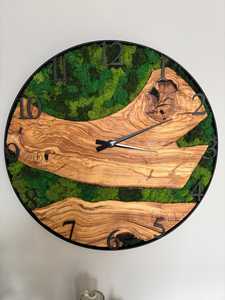 Verdant river wall <b>clock</b> Moss creek rustic wood <b>clock</b> Timber trail nature <b>clock</b> Rustic Wood And Moss Wall <b>Clock</b> Round <b>Clock</b> - Product Image 4