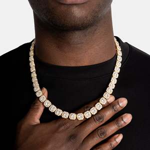 Men's 18K Gold Filled Brilliant Cut Hiphop Tennis Chain <b>Statement</b> <b>Necklace</b> Bezel Setting Luxury Everyday Wear - Product Image 2