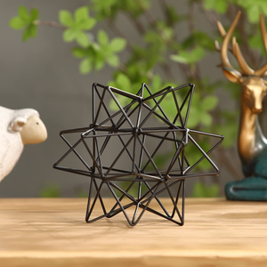Escultura de Estrella Negra, Esfera Decorativa con Detalles Dorados, Adorno Artístico Moderno para Mesa, Sala de Estar, Oficina, Estante, Hogar - Product Image 5