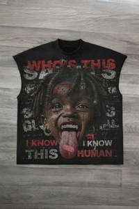 T-shirts décontractés pour hommes en toile délavée style vintage avec imprimé dessin animé, en polyester/coton, épaules tombantes, col rond personnalisé, manches courtes - Product Image 4