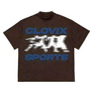 T-shirt à manches courtes pour homme Clovix Sports Heavyweight, coupe classique, coton, imprimé graphique, vêtements décontractés, fabrication OEM ODM - Product Image 1