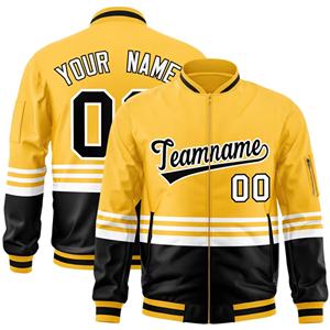 Chaqueta Bomber Varsity de Invierno Personalizada con Cierre de Cremallera, Cuello Alto, Nombre y Número del Equipo Bordados, Logotipo Frontal Informal y Elegante - Product Image 1