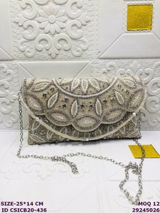 Handmade Brass Beaded Evening <b>Clutch</b> Purse | Embroidered <b>Wedding</b> <b>Clutch</b> Bag | Designer Party Handbag | Bridal Cocktail <b>Clutch</b> - Product Image 5