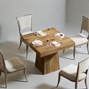 Farmhouse Style 31.5 Inch Small <b>Kitchen</b> <b>Table</b> <b>Square</b> Dining <b>Table</b> for 4 with Sturdy Pedestal Base - Product Image 3