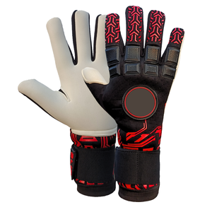 Guantes de Portero de Fútbol Profesionales, Material PU, Antideslizantes, Cierre de Gancho y Bucle, Unisex, Diseño en Relieve, Blanco, Rojo, Negro - Product Image 1