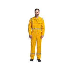 Combinaison de travail réfléchissante jaune pour homme, manches longues, uniforme de sécurité avec bandes réfléchissantes pour la construction - Product Image 4