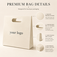 Sacs shopping en papier mat crème avec poignée découpée, sacs cadeaux personnalisés pour la vente au détail, certifiés FSC, écologiques, OEM ODM, vente en gros