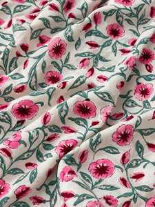 Tissu Popeline Peignée 100% Coton à Motif Floral Botanique, Tissé, 100 GSM, Poids Moyen, Largeur 53/54 pouces, pour Vêtements de Filles et Décoration Intérieure - Product Image 2