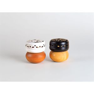 Brûleur d'encens portable en métal style nordique, motif marbre et grain de bois, Mubkhar arabe - Support à Bakhoor en laiton de qualité supérieure pour la méditation - Product Image 5