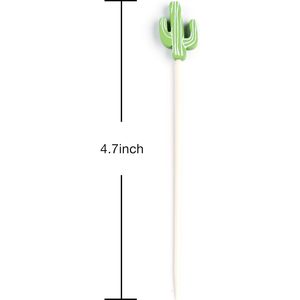 Handmade 100pcs Bamboo Cocktail Picks 4.7 in Green Cacti <b>Toothpicks</b> - Product Image 3