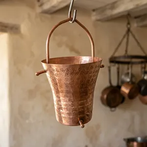 Chaîne de pluie décorative en cuivre martelé pour gouttière, décoration extérieure pour jardin et maison, suspension décorative - Product Image 5