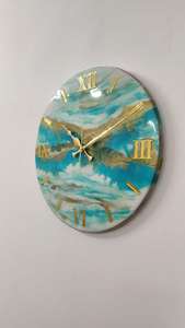Horloge murale en résine de style antique moderne, horloge murale en époxy, usage domestique et professionnel, cadeaux personnalisés, décoration murale, artisanat en résine - Product Image 5