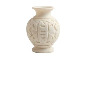 Hand Carved Eco Friendly White Marble <b>Art</b> Vase Mid Century Modern Design - Product Image 1