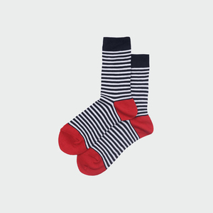 Calcetines Deportivos a Rayas Harry Johnson Production, Color Azul Marino, Blanco y Rojo en la Punta, Tejidos, Transpirables, Casuales, para Adultos, Corte Regular, 2026 - Product Image 1