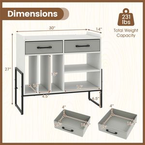 Mobiletto Porta Giradischi Regolabile con Stazione di Ricarica, Cassetti Pieghevoli e Vano Porta Vinili, Bianco, Utilizzabile anche come Mobile TV - Product Image 3