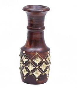 Florero Rústico de Madera Hecho a Mano, Recipiente Redondo de Madera de Sheesham para Mesa, de 4 a 6 Pulgadas de Diámetro, para Decoración del Hogar u Oficina - Product Image 1