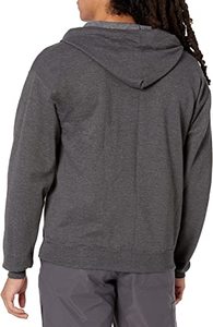 Sweat-shirt à capuche pour homme, couleur unie noire, coton, tissu molletonné français, fermeture éclair sur le devant, coupe décontractée, vêtement d'automne - Product Image 3