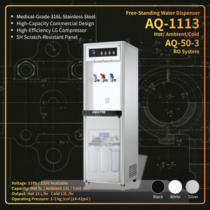 Dispensador de Agua Independiente Aquatek AQ-1113, Agua Caliente, Templada y Fría, Tanque de 5L, Acero Inoxidable, Uso Comercial - Product Image 1