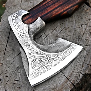 A&M ENTERPRISES Hacha con diseño nórdico hecha a mano con hoja grabada y mango de madera, hachas de camping estilo vikingo personalizadas - Product Image 1