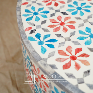 Mesa de Centro Moderna 2026, Diseño Hermoso Tallado a Mano, Base Escalonada de Madera 100% Sólida, Tapa de Mármol, Portátil, para Sala de Estar o Comedor - Product Image 4