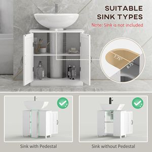 Mobile Bagno Moderno Bianco in PVC con Lavabo, Mobiletto a Colonna, Ripiano Regolabile, Impermeabile, Ideale per Hotel, con Lavabo in Ceramica - Product Image 4