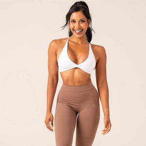 Conjunto de Leggings y Sujetador Deportivo de Yoga de 2 Piezas para Mujer, Reversible, Cintura en V, Color Mocha, Transpirable, OEM, Venta Caliente - Product Image 2