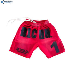 Men's Polyester/Cotton <b>Fleece</b> Mid Waist <b>Shorts</b>-Quick Dry Breathable Eco-Friendly 240g Silk Screen Front Logo Knitted Drawstring - Product Image 4