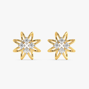 Boucles d'oreilles clous en diamant de laboratoire motif floral pour femme, or 10K 14K 18K et argent 925 935, bijoux de luxe tendance, cadeau de mariage - Product Image 2