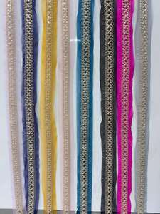 ผ้าลูกไม้ปักลายดอกไม้สีทองบนผ้าเน็ตสำหรับตกแต่งขอบผ้าส่าหรีเจ้าสาว, ผ้าคลุมไหล่เลเฮนกา และการตกแต่งเสื้อผ้า - Product Image 4