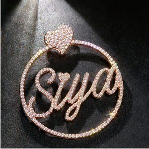 SHRAMAN DIAMOND Customized 925 <b>Silver</b> Gold Plated Moissanite Iced <b>Initial</b> Cursive Name Charms Pendants Crystal Heart Anniversary - Product Image 6