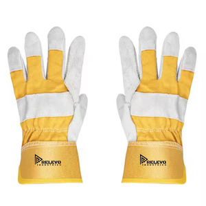 Guantes de Seguridad de Cuero Vacuno de Diseño Personalizado, Guantes de Trabajo para Soldadura Industrial y Construcción, Precio al por Mayor, Guantes de Trabajo con Palma Reforzada - Product Image 3