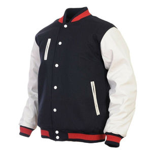 OEM Wholesale Wool Sleeves College Custom <b>Men</b> Baseball Varsity <b>Jacket</b> New Winter Unisex Zipper Stand Hooded Streetwear <b>Jacket</b> - Product Image 1
