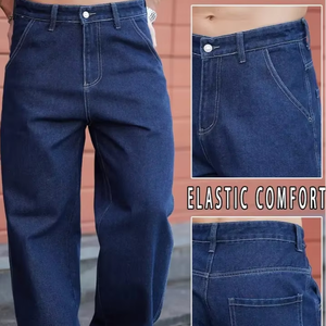 กางเกงยีนส์ทรงตรงสีน้ำเงินเข้มสำหรับผู้ชายทรงลำลองผ้ายีนส์ไม่ยืดแบบปกติพร้อมผ้าดิบสำหรับ4ฤดูบังคลาเทศ - Product Image 1