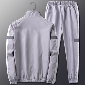 Ensemble de survêtement unisexe blanc avec bandes rouges, fermeture éclair intégrale, séchage rapide, style sportif, pour adulte, collection printemps - Product Image 3
