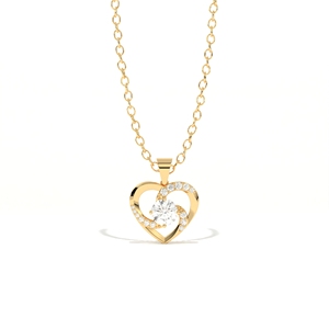 Pendentif Cœur Plaqué Or 18K Aarinya avec Diamant Taille Brillant Certifié IGI, Bijou Cadeau pour Femme pour Fiançailles et Fêtes - Product Image 1