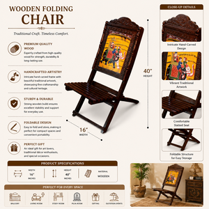 Handcrafted Wooden Painted Mehrap Chair | Traditional Decorative Folding Accent Chair for Home Decor - Product Image 5