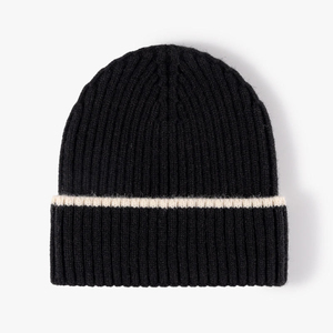 Custom Color Solid Stripe Design Knitted <b>Beanie</b> 100% Acrylic Cuffed Winter <b>Hat</b> Wholesale Unisex 56-58cm High Quality <b>Beanie</b> - Product Image 2