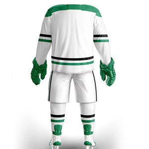 Ensemble d'uniformes de hockey sur glace professionnels en polyester et élasthanne respirant, maillot court, tenue d'équipe personnalisable avec nom et numéro pour le jeu compétitif - Product Image 2