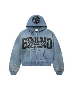 Conjunto de Pantalones y Sudadera con Capucha de Algodón Grueso, Estampado y con Efecto Desgastado, Fabricación Personalizada, Talla Grande, 2 Piezas - Product Image 2