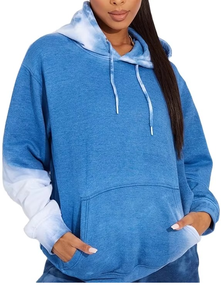 Sudadera Azul con Mangas Raglán para Mujer, Sudadera con Capucha Azul Lavada al Ácido con Logotipo Personalizado al por Mayor para Hombre y Mujer, Sudaderas con Capucha Lavadas al Ácido - Product Image 5