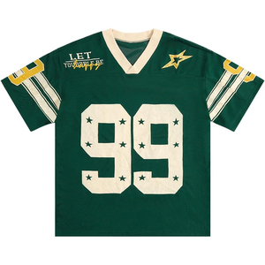 Custom Printed Mesh Football Jersey V Neck Short Sleeve 99 Number Black Breathable Men Adult Sports Apparel Summer - Product Image 3
