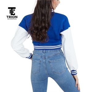 Fashion <b>Women</b> Quilted Cotton Embroidery Casual Zipper Long Sleeve <b>Varsity</b> <b>Bomber</b> <b>Jacket</b> Winter Vintage Colorblock with OEM - Product Image 3